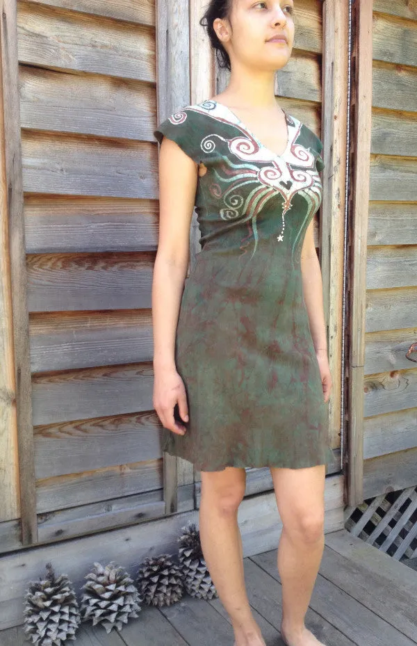 Cosmic Sage Heart Organic Cotton Batik Dress