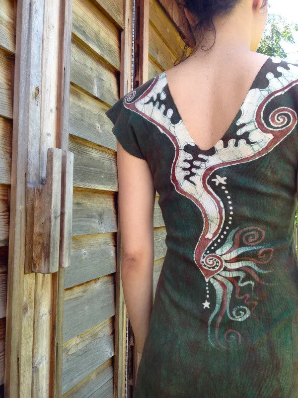 Cosmic Sage Heart Organic Cotton Batik Dress