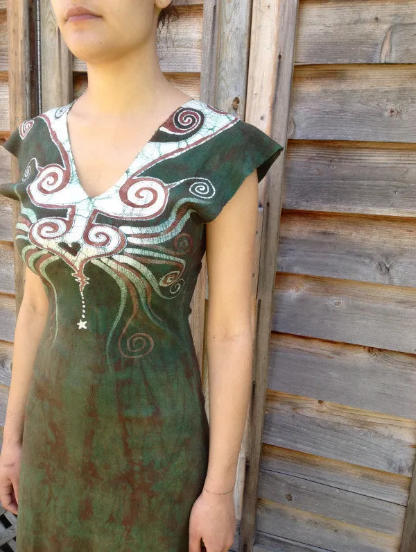 Cosmic Sage Heart Organic Cotton Batik Dress