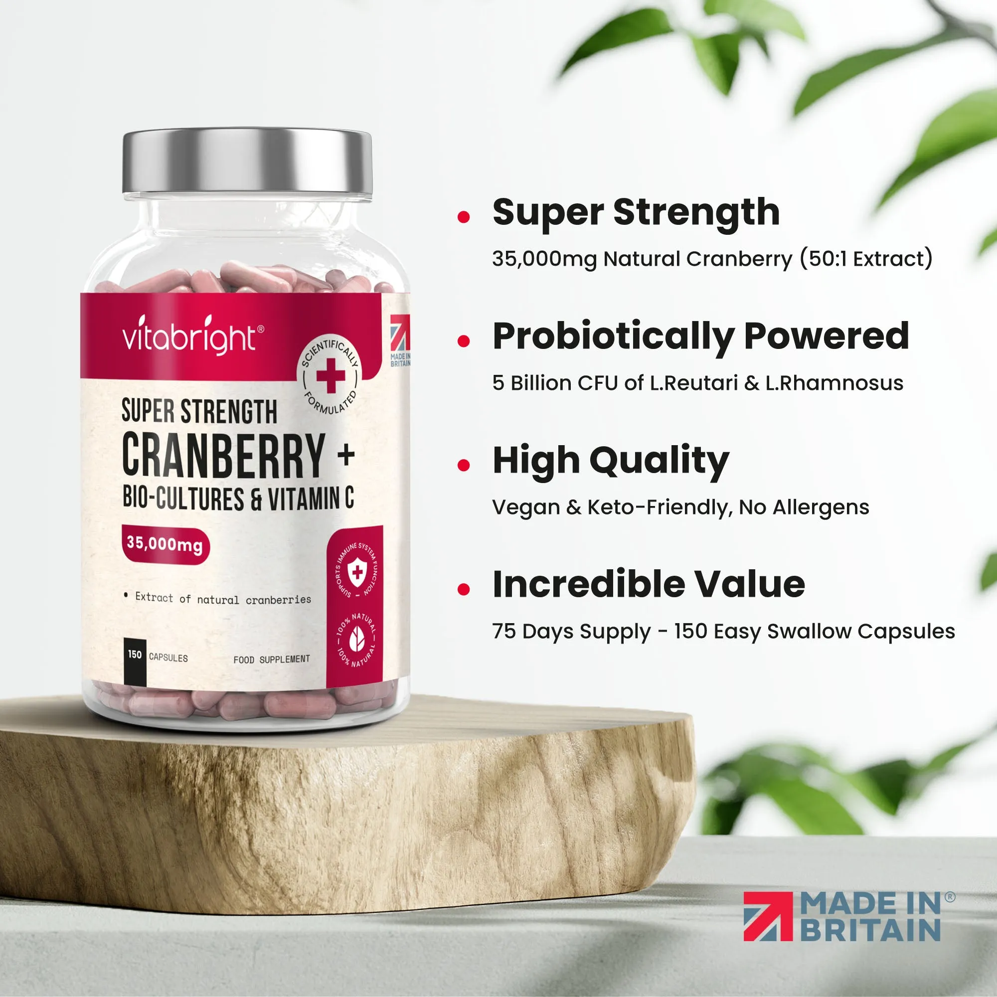 Cranberry Probiotic Complex - 3-in-1 Supplement for UTIs - 75-day supply