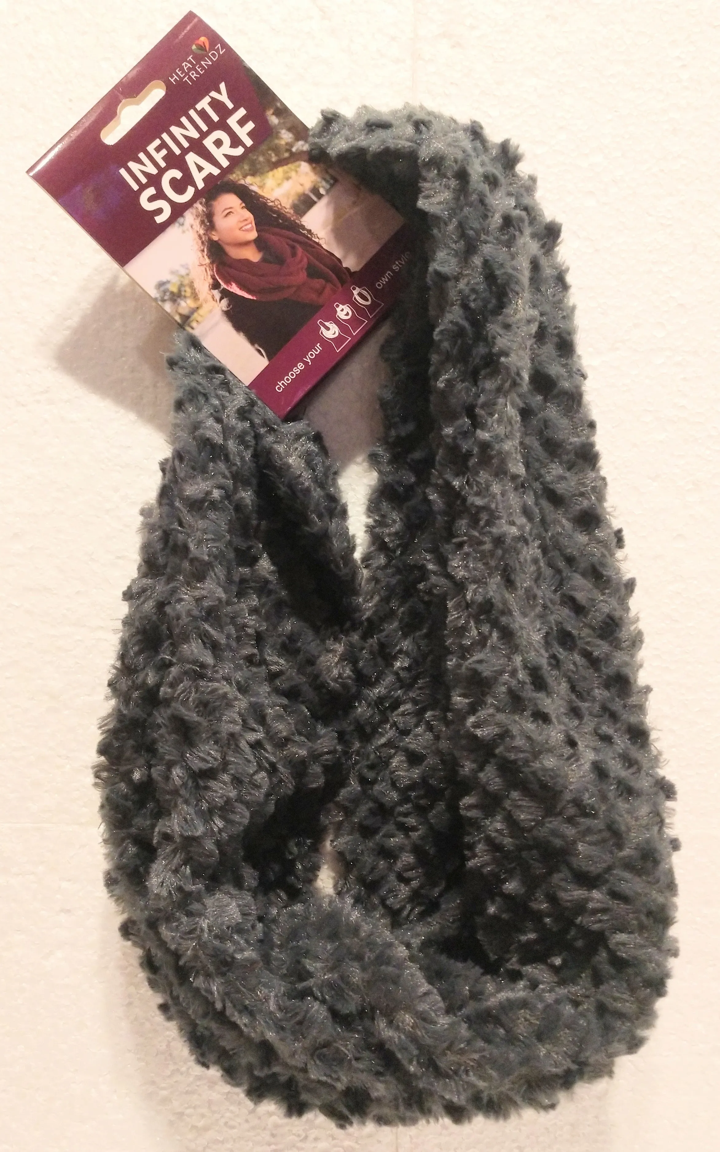 Dark Grey Plush Infinity Scarf one size