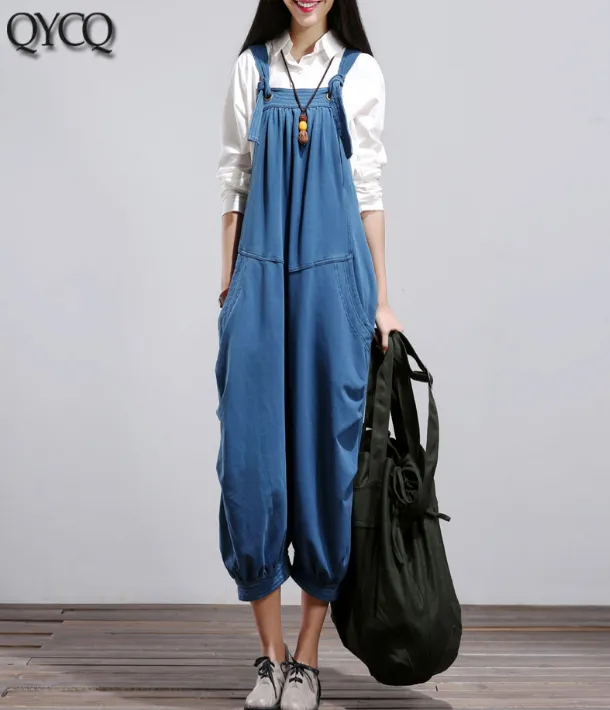 Denim Loose Casual Spring Summer Cotton Overall Women Jumpsuits QYCQ05162