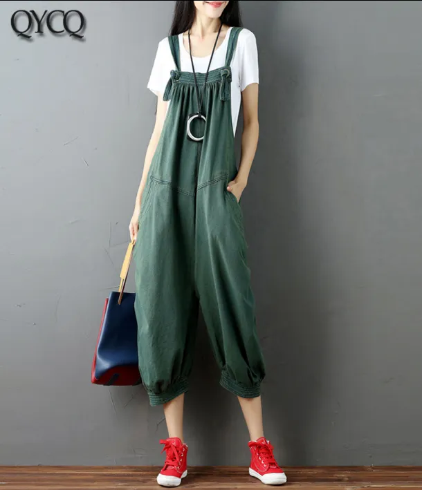 Denim Loose Casual Spring Summer Cotton Overall Women Jumpsuits QYCQ05162