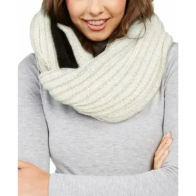 DKNY Womens Fleece Line Knit Infinity Scarf Cream