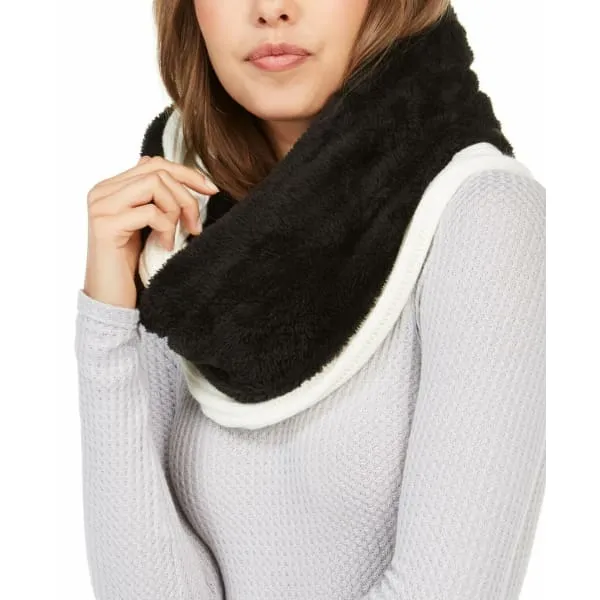 DKNY Womens Fleece Line Knit Infinity Scarf Cream