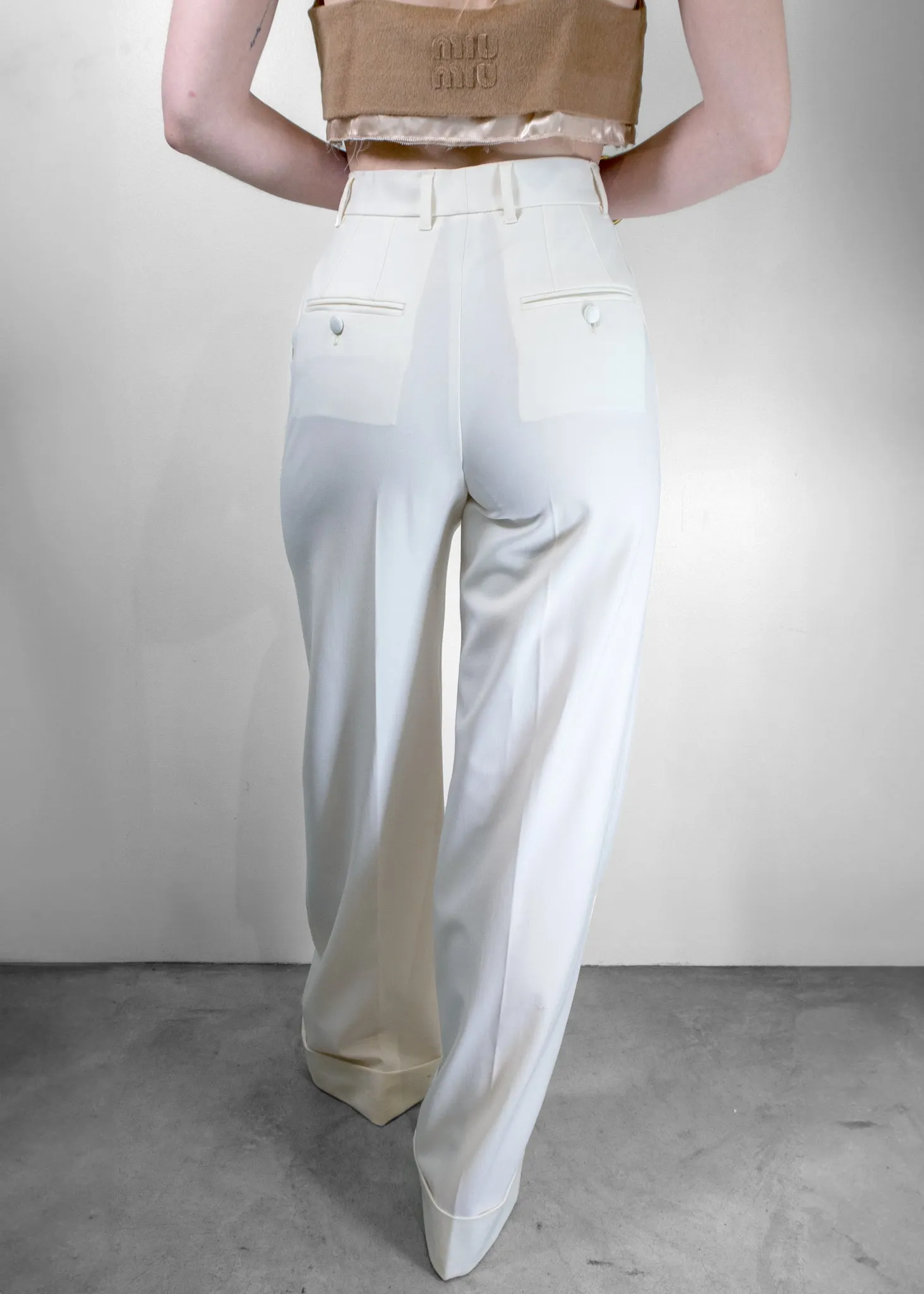 Dolce & Gabbana Wide Leg White Trousers