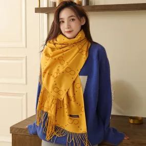 Double Sided Cotton Scarf Women Winter Faux Cashmere Scarf Ladies Shawl