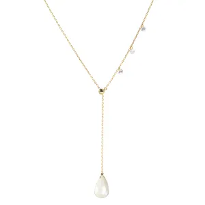 Double Slider Lariat Necklace with Mystic Champagne Moonstone Briolette