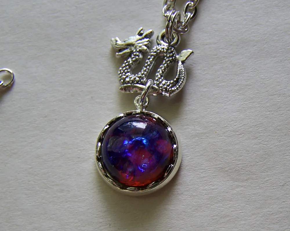 Dragon's Breath Opal Vintage Pendant Necklace