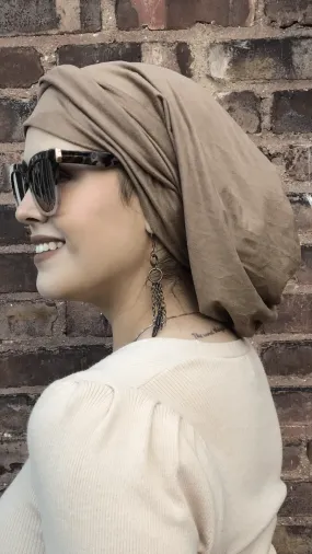 Earth Color Head Scarf Hair Cover To Cover & Conceal Hair Suede Look Wrap Around Snood Head Scarf. Modern Hijab Tichel. Made in USA