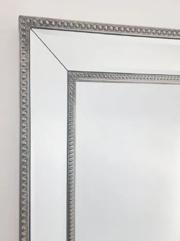 Elegant Silver Beaded Free-Standing Mirror 50x170cm