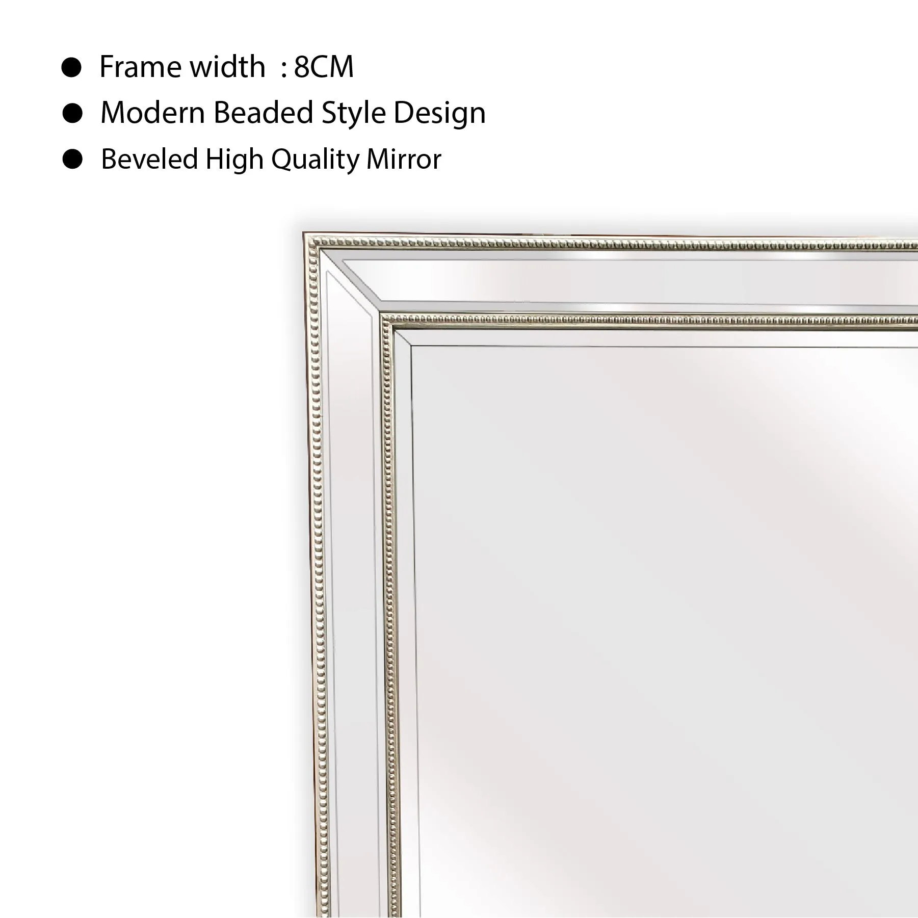 Elegant Silver Beaded Free-Standing Mirror 50x170cm