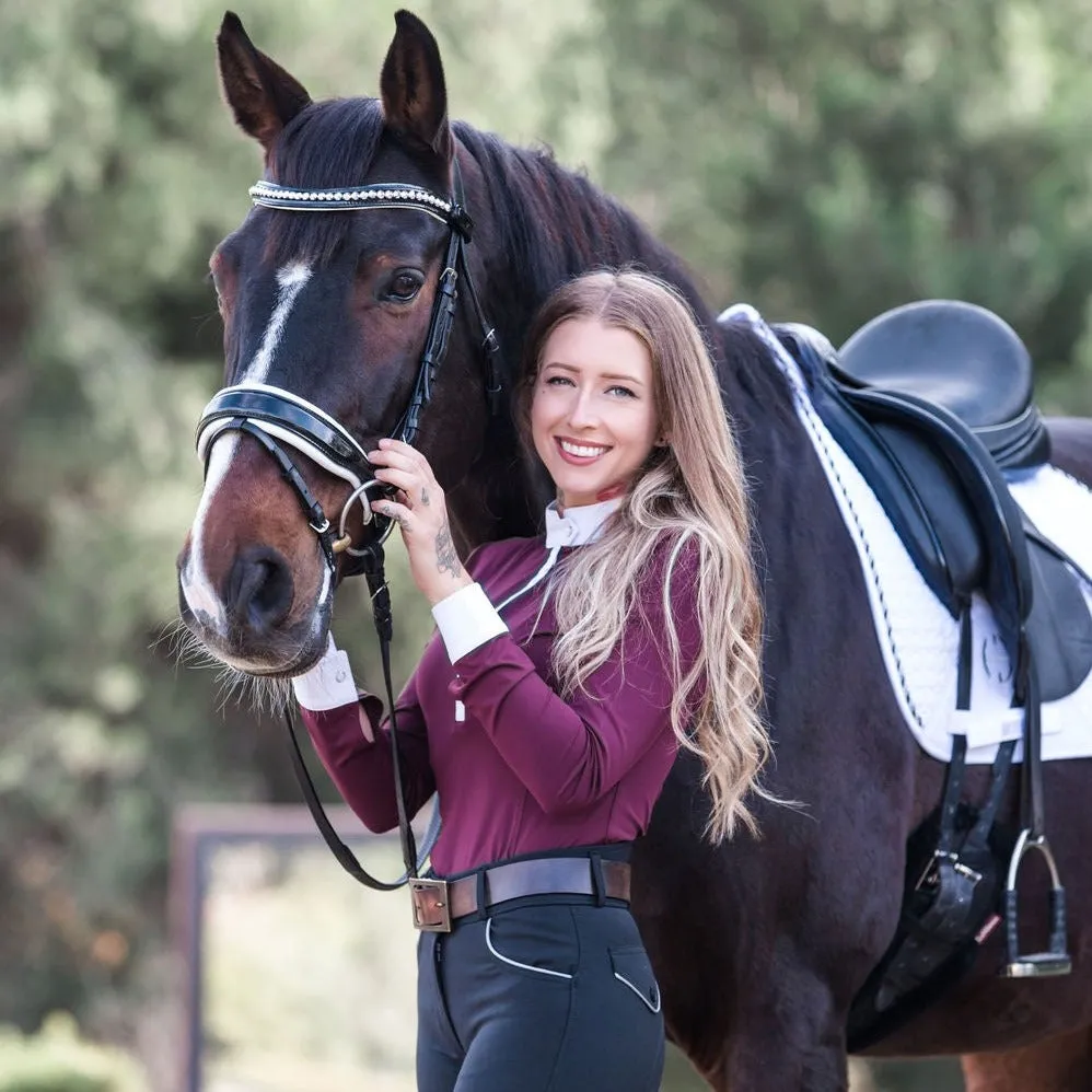 Elyse - Burgundy Long Sleeve Women's Riding Shirt