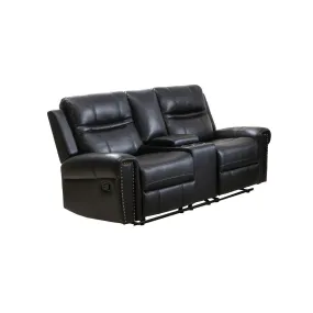 Emerson Black Reclining Loveseat with Center Console