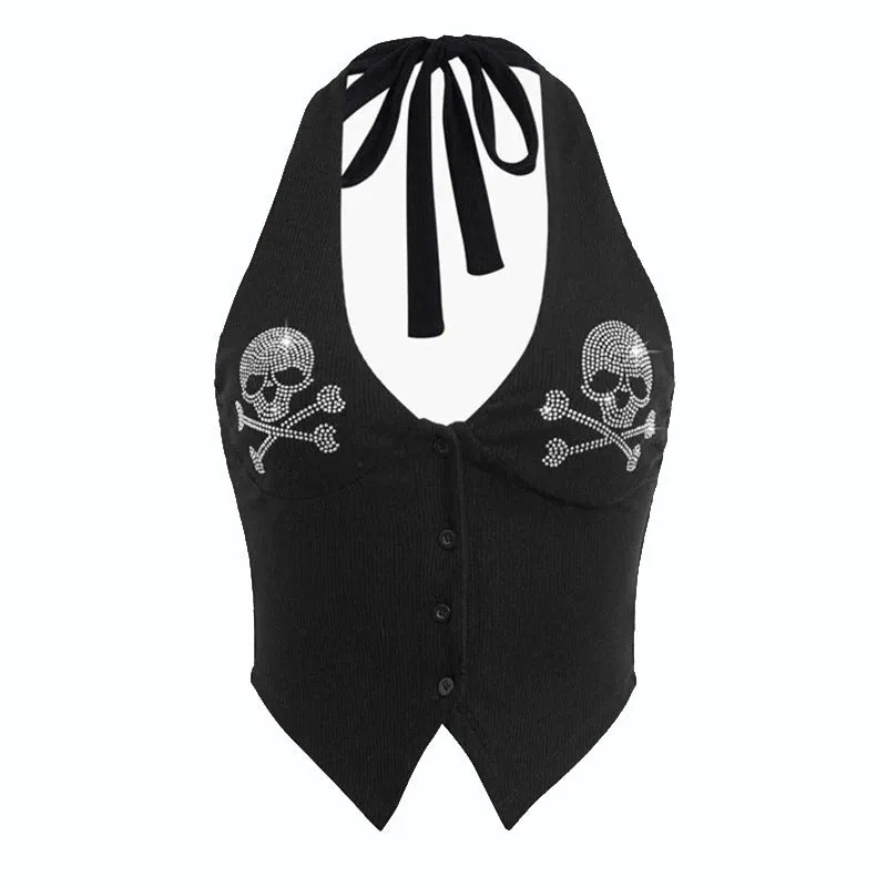 European And American Hot Girl Slim Fit Wild Skull Vest Women