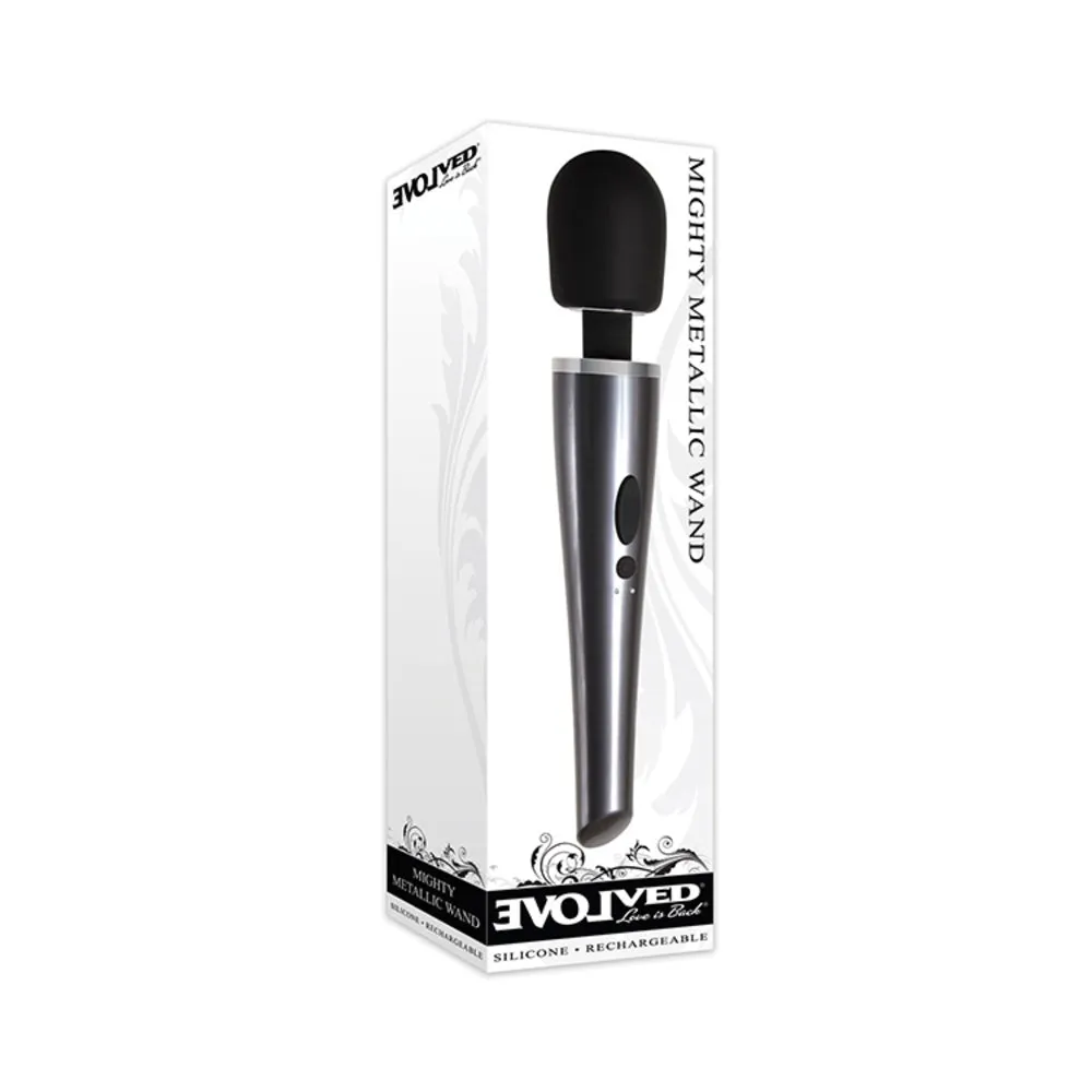 Evolved Mighty Metallic Wand 8 Vibrating Function Usb Rechargeable Cord Included Waterproof