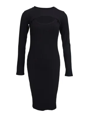 Fitness Rib Solid Long Sleeve Dress