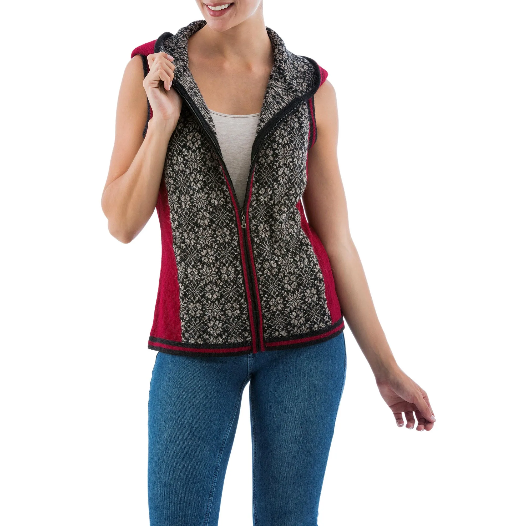 Floral Glory Alpaca Hooded Vest