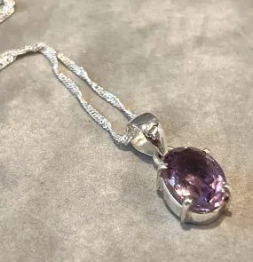 Genuine Amethyst  Gemstone Pendant Necklace