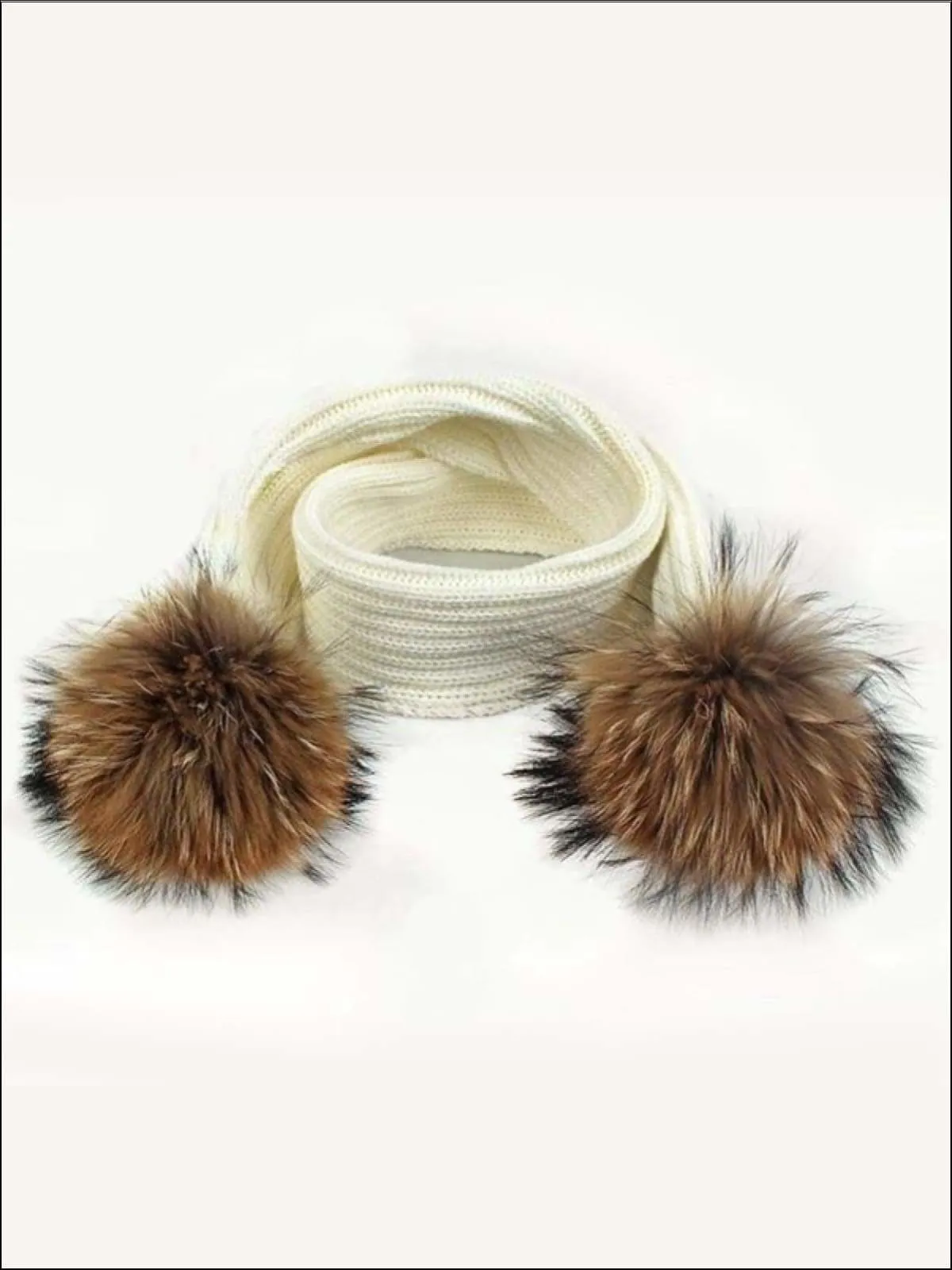 Girls Faux Fur Pom Pom Knitted Hat