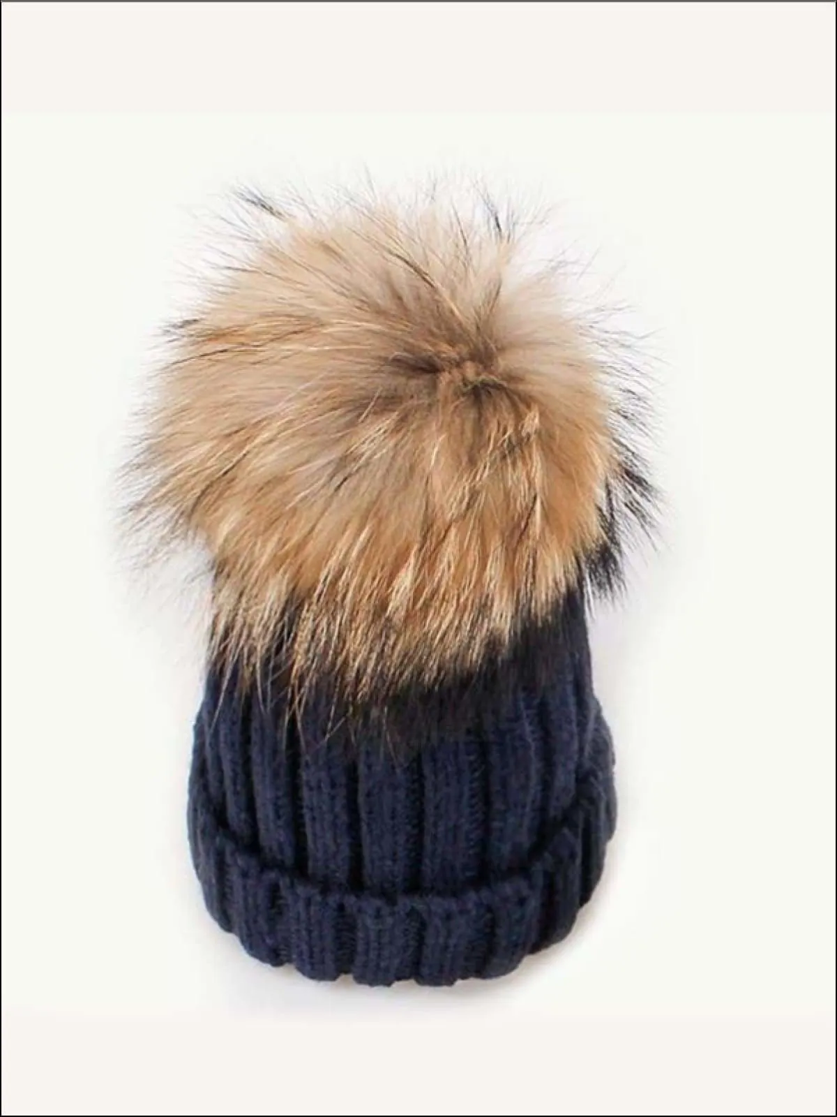 Girls Faux Fur Pom Pom Knitted Hat