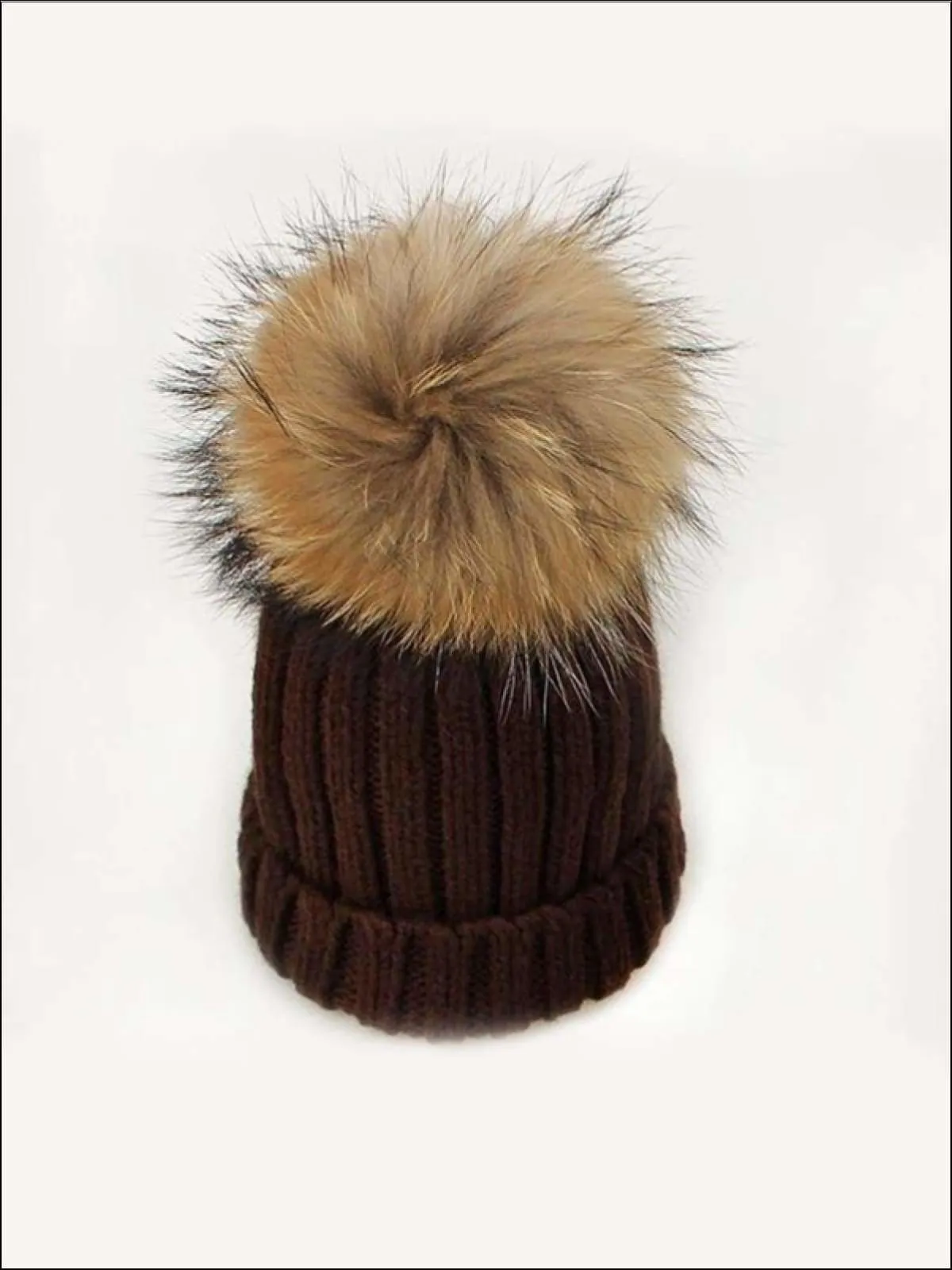 Girls Faux Fur Pom Pom Knitted Hat