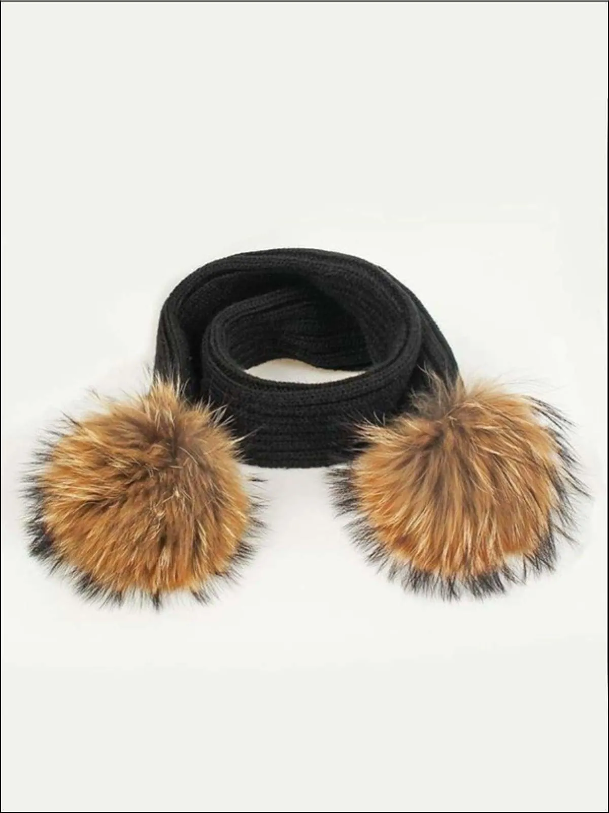 Girls Faux Fur Pom Pom Knitted Hat