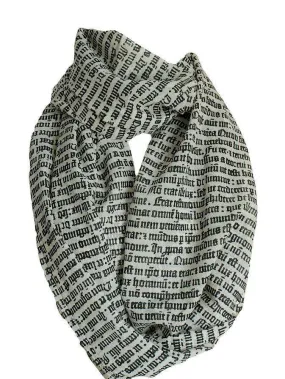 Gothic Letter Infinity Scarf Book Lover Gift Handmade Limited Edition