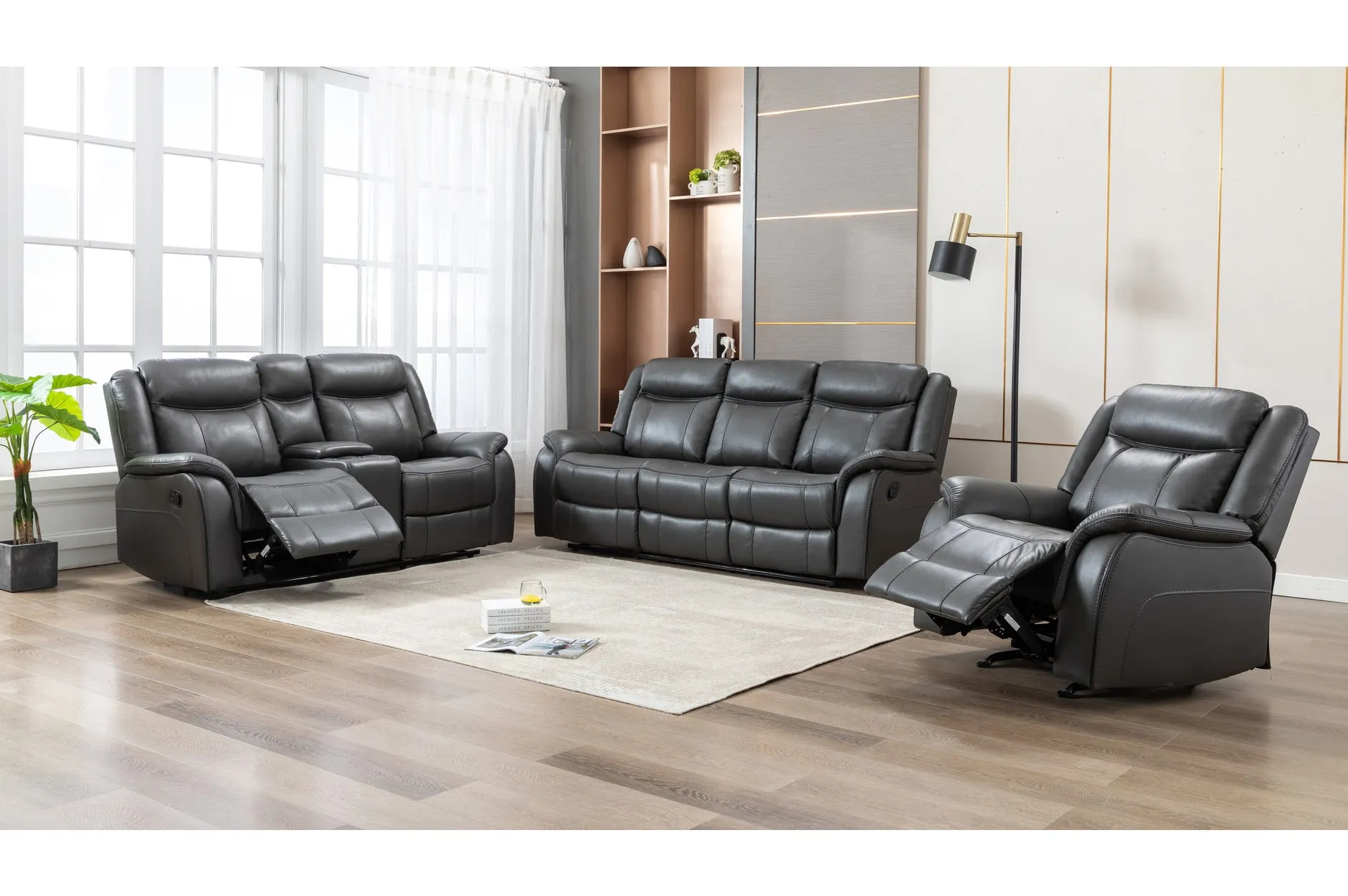 Grey Paxton Reclining Living Set