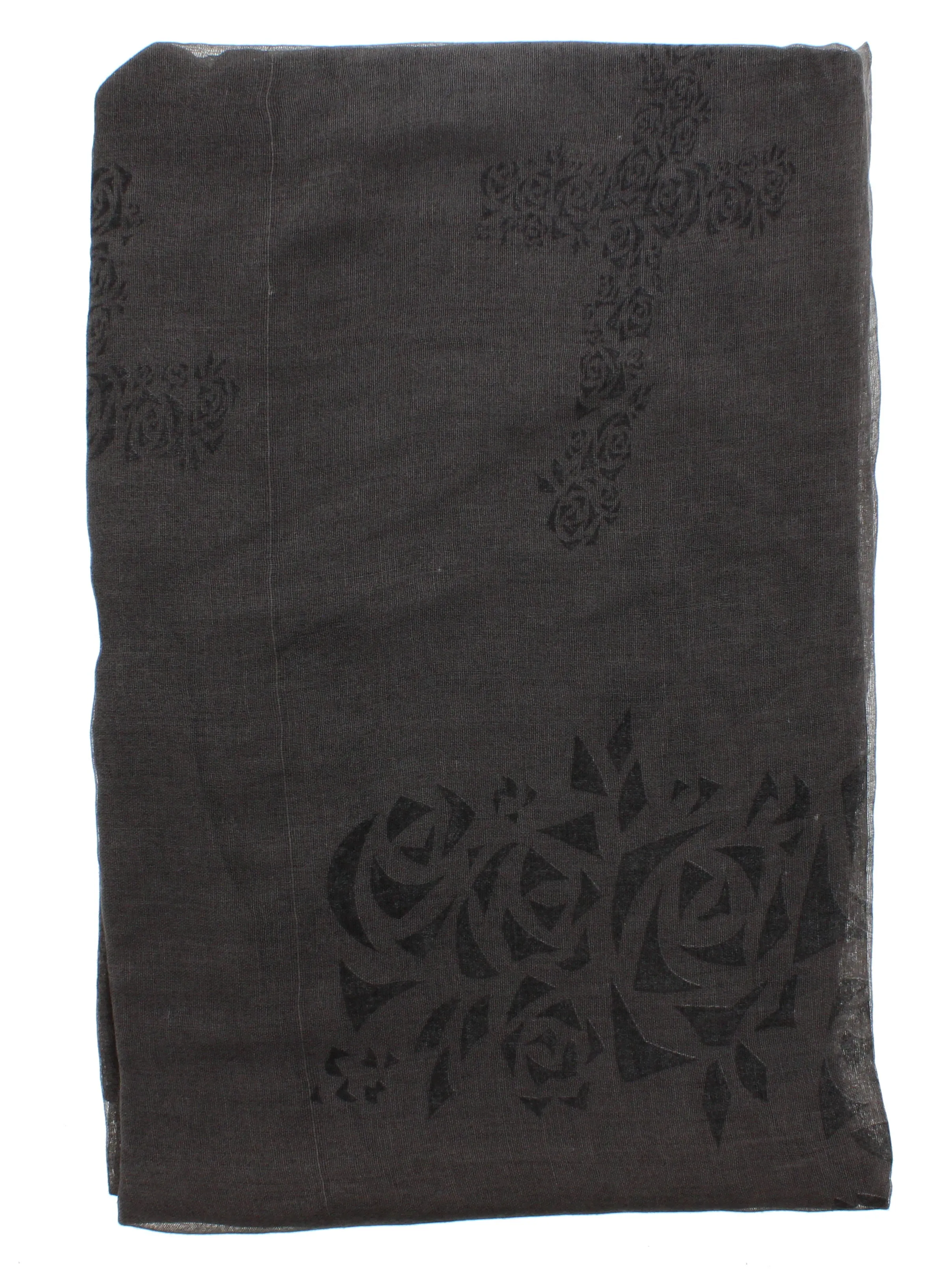 Grey Rose Cross Print Scarf