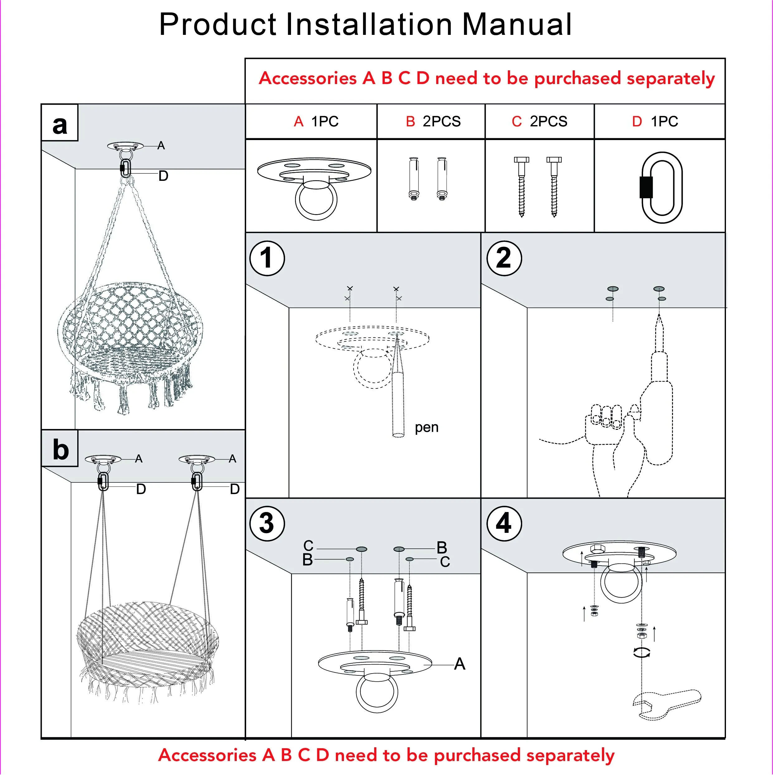 Hanging Knitted Mesh Cotton Rope Macrame Swing - LAZZO