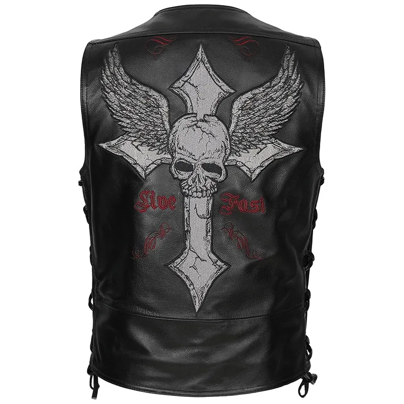 Harley Cowhide Cross Motorcycle Vest