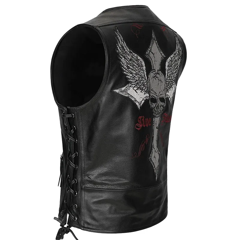 Harley Cowhide Cross Motorcycle Vest