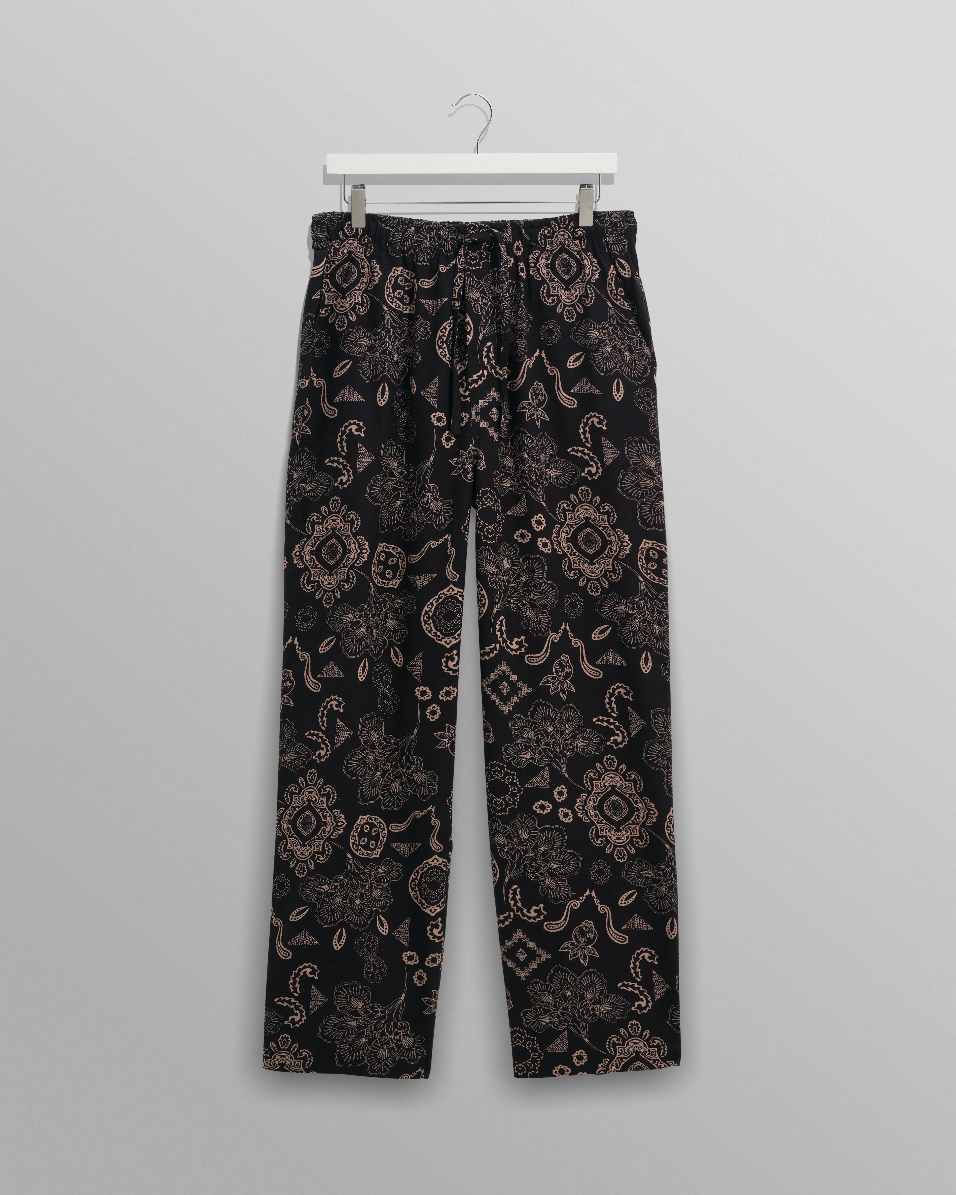 Hutton - Black And Beige Paisley Floral Lounge Trouser