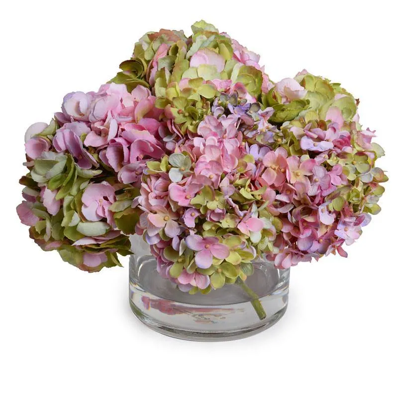 Hydrangea Arrangement in Glass 12"H