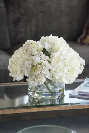 Hydrangea Arrangement in Glass 12"H