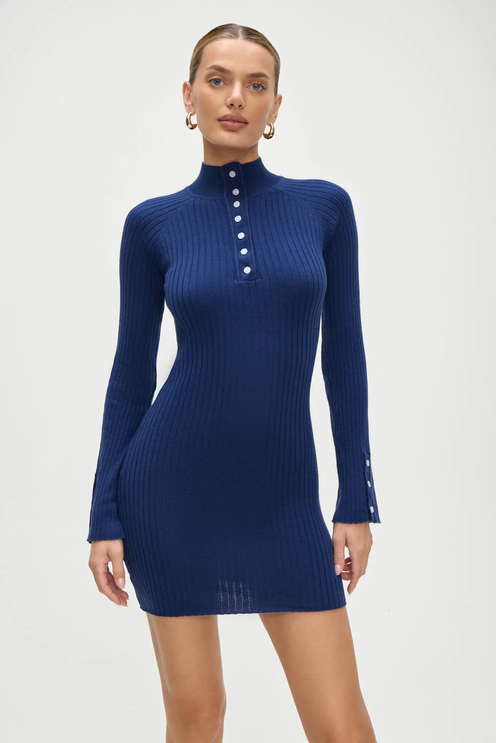 Isla Long Sleeve Mini Dress - Midnight Blue