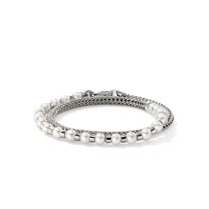 John Hardy "JH Essential" Pearl Wrap Bracelet in Sterling Silver