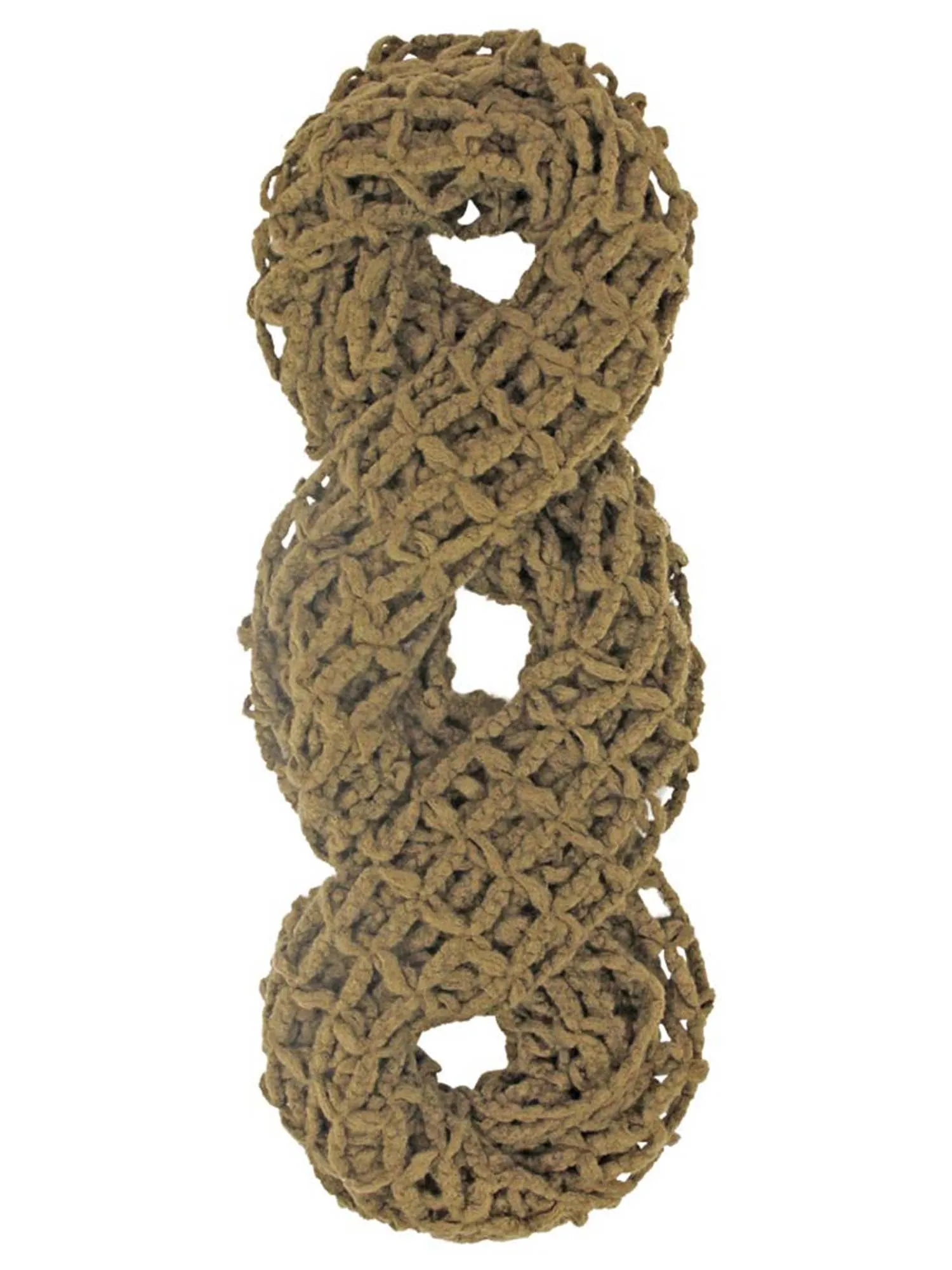 Khaki Open Caged Knit Winter Infinity Scarf