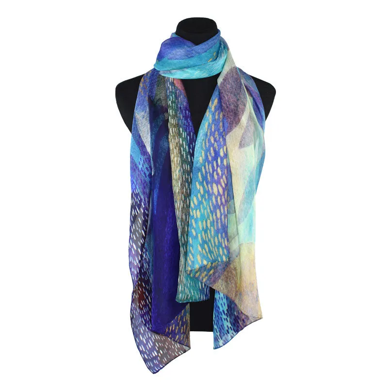 Krystal Dot & Feather Silk Scarf