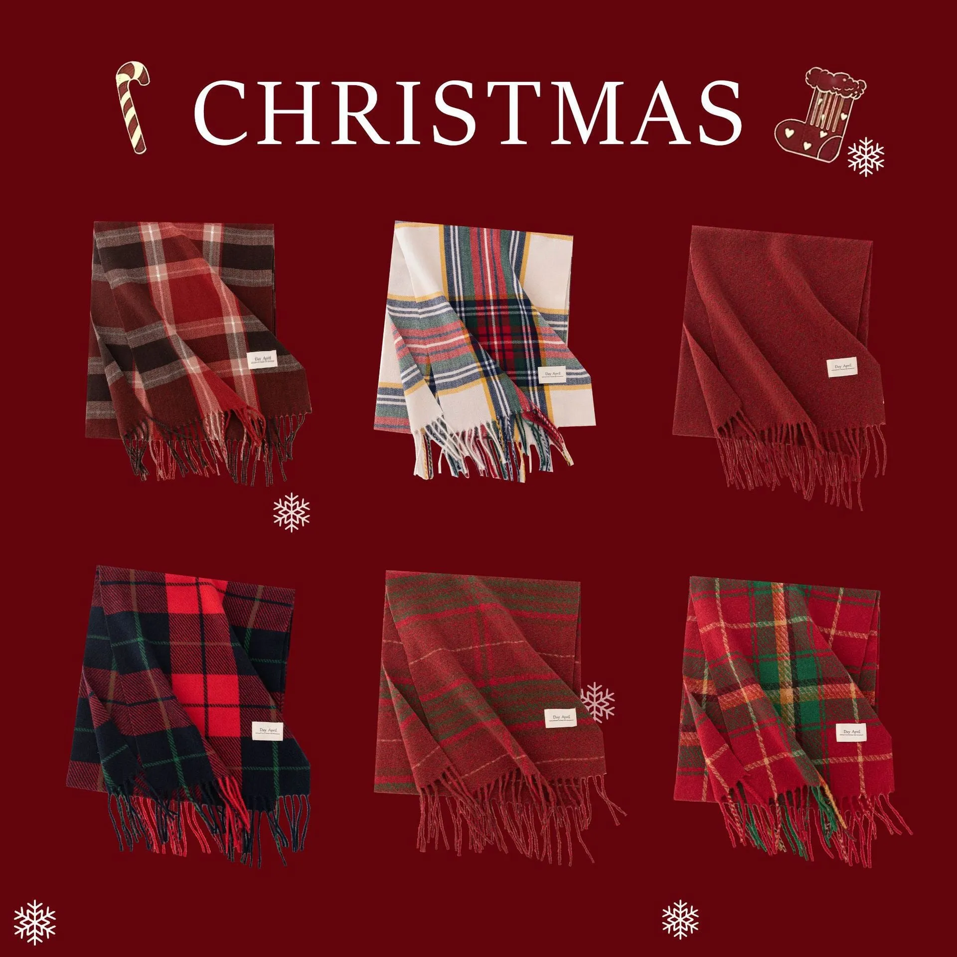 Ladies Merry Christmas Plaid Daily Scarf SKAS4198