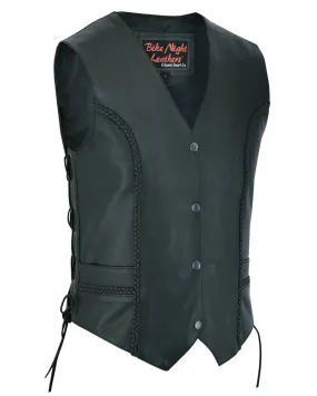 Leather Miles Queen Braided Detail Bike Night Vest