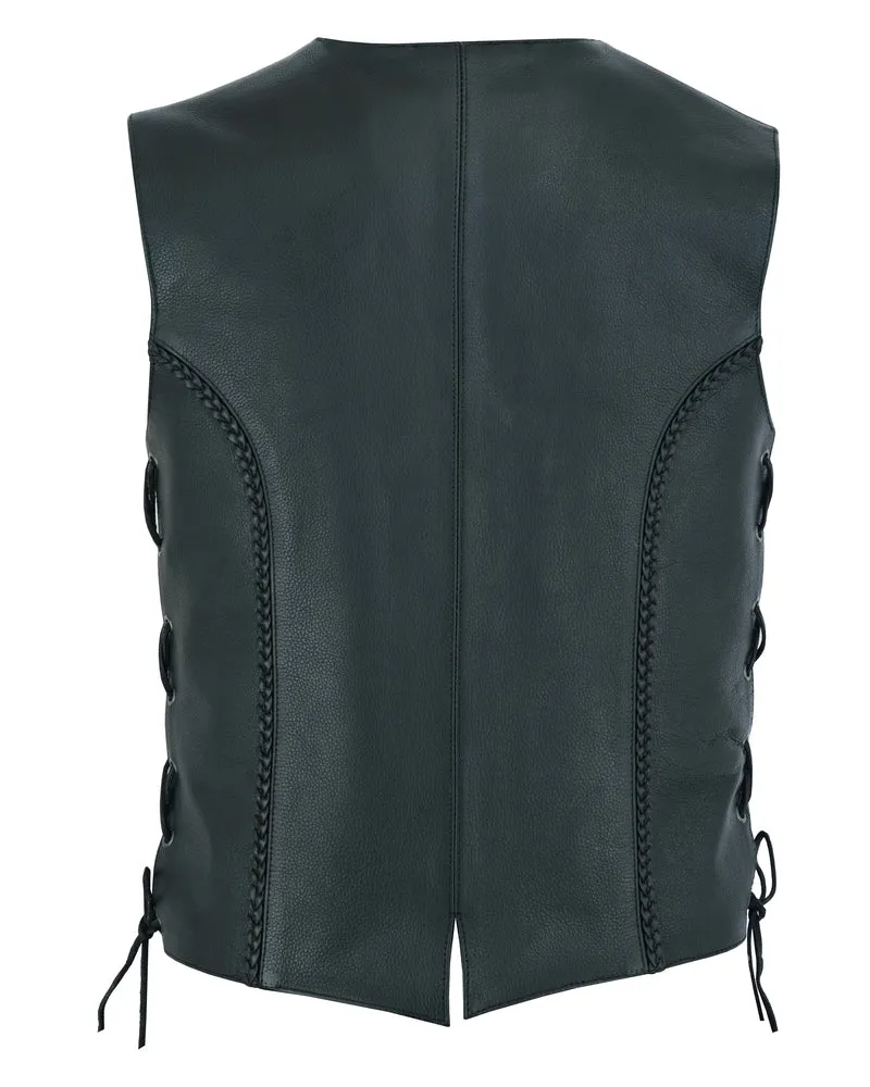 Leather Miles Queen Braided Detail Bike Night Vest