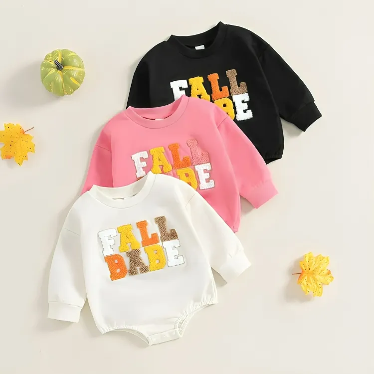 Long Sleeve "Fall Babe" Embroidered Baby Bodysuit