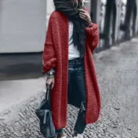 Loose Casual Solid Color Long Sleeve Knitted Sweater Coat