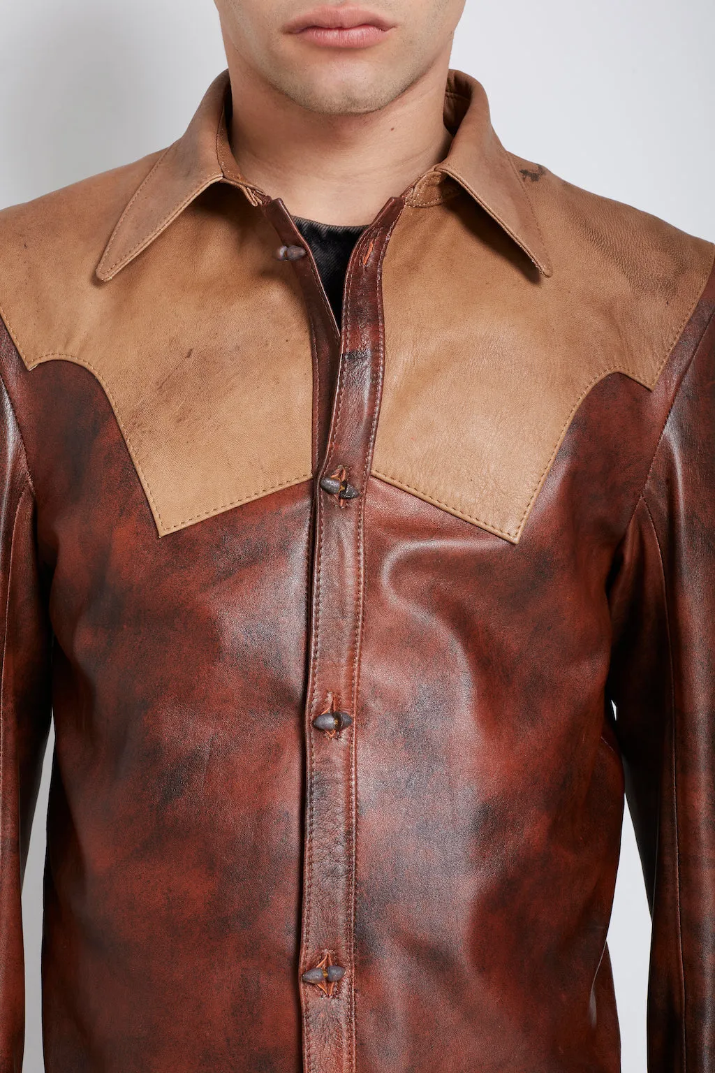 Machorra: Spray Painted Red Lambskin Shirt