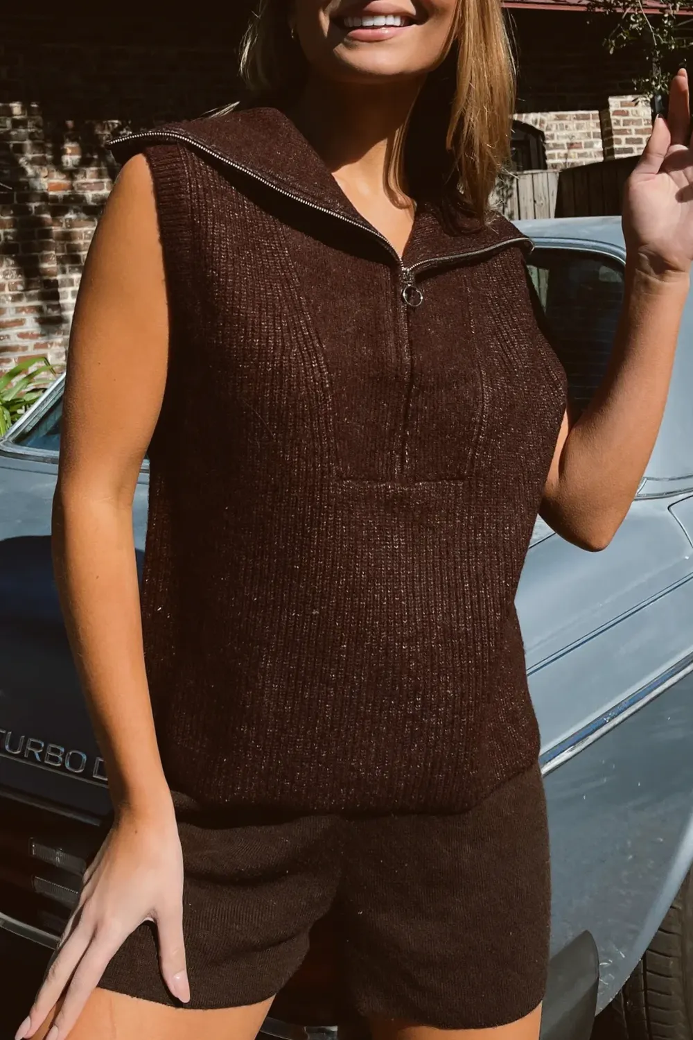 MACKENZIE ESPRESSO COLLARED SWEATER VEST