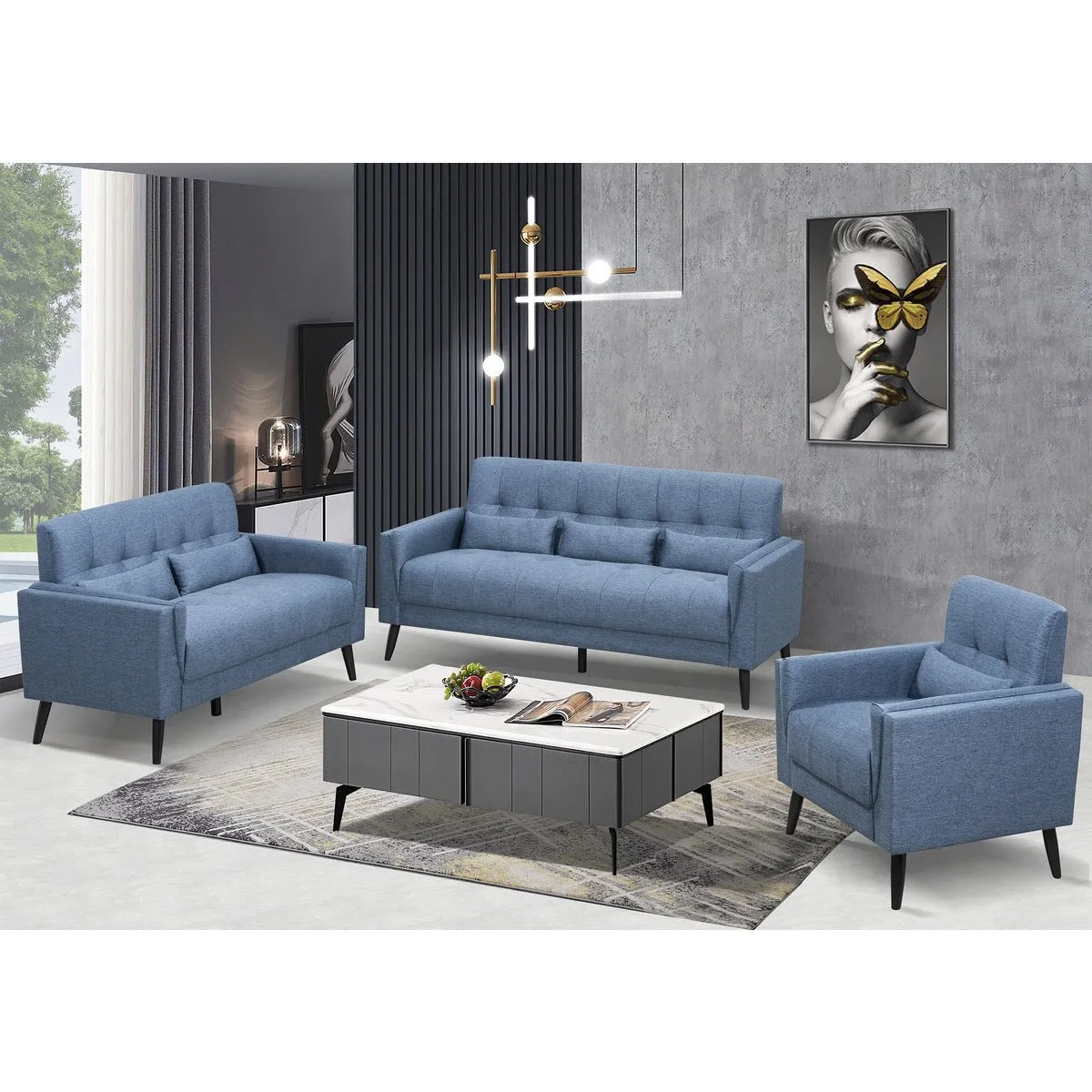 Madeline Collection Loveseat with 2 Lumbar Pillows