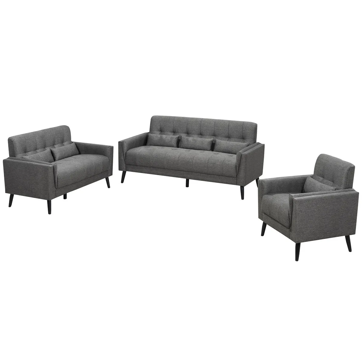 Madeline Grey Loveseat with 2 Lumbar Pillows