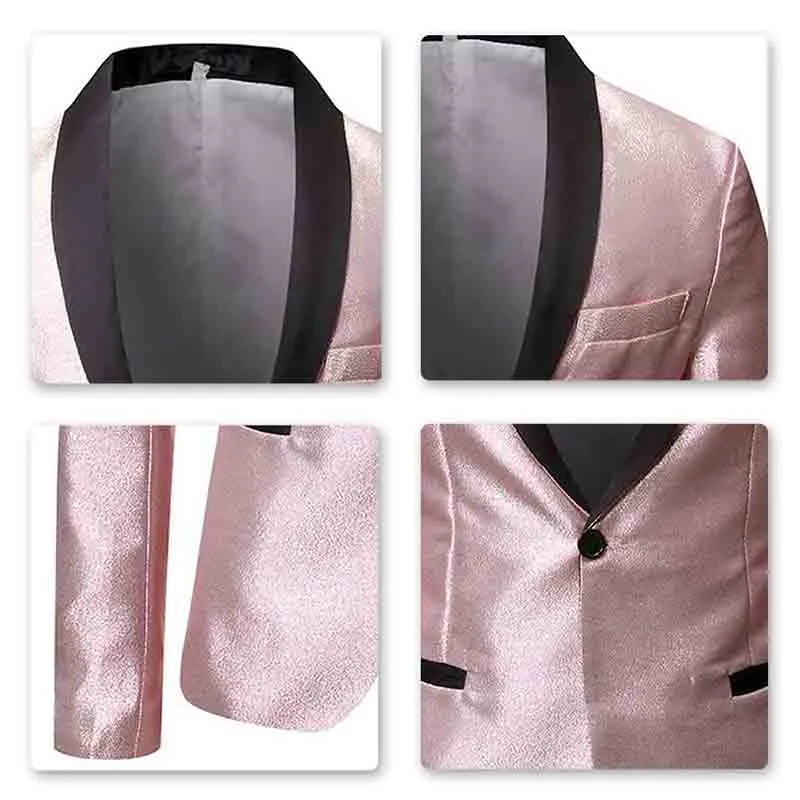 Magic Pink Tuxedo Jacket Luxury Prom Blazer